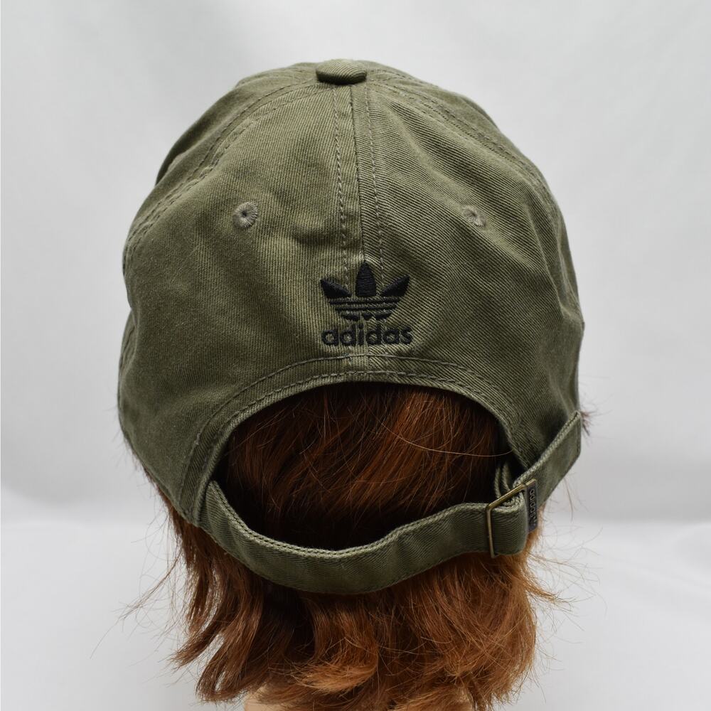 Adidas Originals Hat Olive Green Embroidered Trefoil Canvas Streetwear Dad Cap - Picture 4 of 8